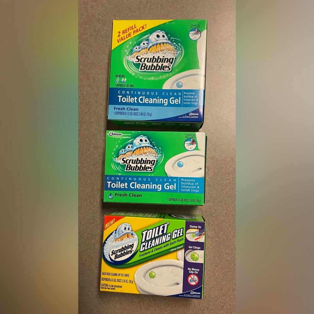 Scrubbing Bubbles Toilet Cleaning Gel, 3 Dispensers & 24 Gel Discs